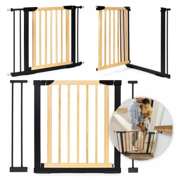 Poarta de siguranta 74-100 cm Ecotoys SF-011-BC Lemn Metal