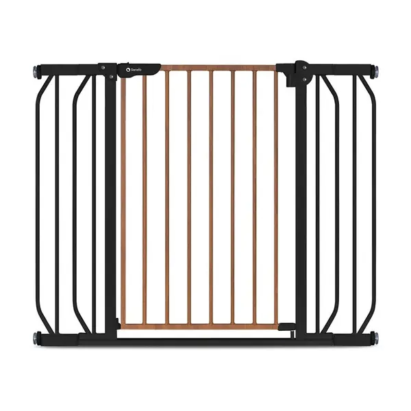Poarta de siguranta, Lionelo, Truus Slim, Prin presiune, 105 cm, Conform cu standardul europeane de securitate EN1930, Negru/Natur