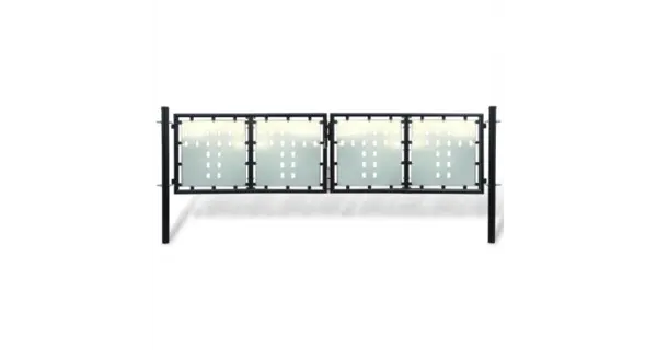 Poarta dubla neagra pentru gard 300 x 150 cm