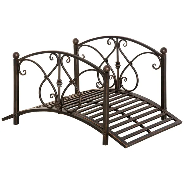 Podet de Gradina Outsunny Vintage din Metal, cu Elemente Florale, Bronz 99x68x53cm | Aosom Romania