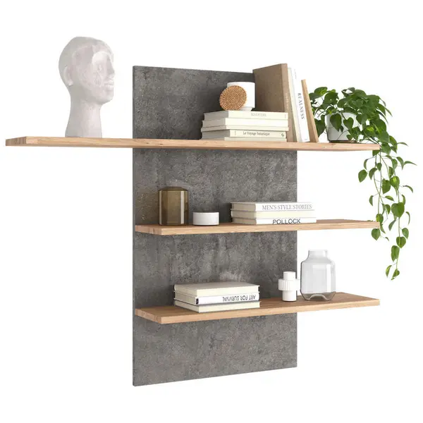 Poliță De Perete 120,2/100/23,6 cm, gri, culoare lemn stejar