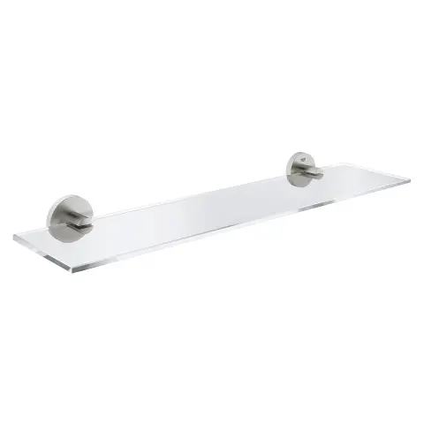 Polita oglinda Grohe, Essentials Shelf 530mm, 530 mm, fixare ascunsa, metal, sticla, super steel, crom mat