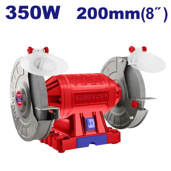 Polizor electric de banc 350W, 200mm (8 ), incl. cutie depozitare scule - EBGR83501, EMTOP