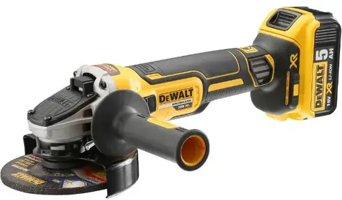 Polizor unghiular profesional cu motor fara perii pe acumulator DeWalt DCG405P2, 18 V, 125 mm diametru disc, acumulator, incarcator