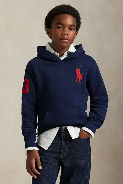 Polo Ralph Lauren hanorac cu glugă pentru copii cu bumbac