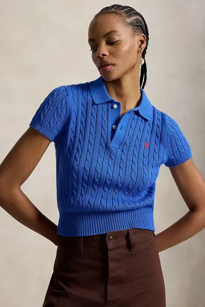 Polo Ralph Lauren pulover cu mânecă scurtă pentru femei din bumbac