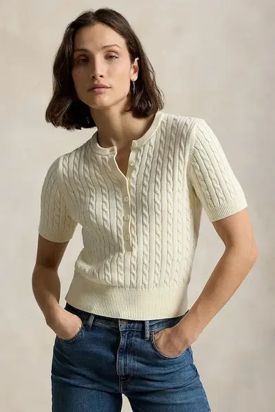 Polo Ralph Lauren pulover cu mânecă scurtă pentru femei din bumbac