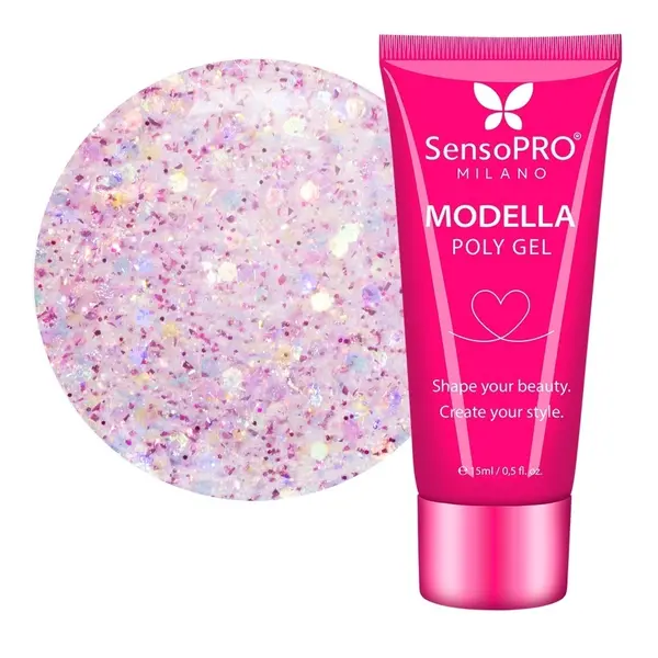 Polygel MODELLA SensoPRO Milano - Aurora Rose, 15ml