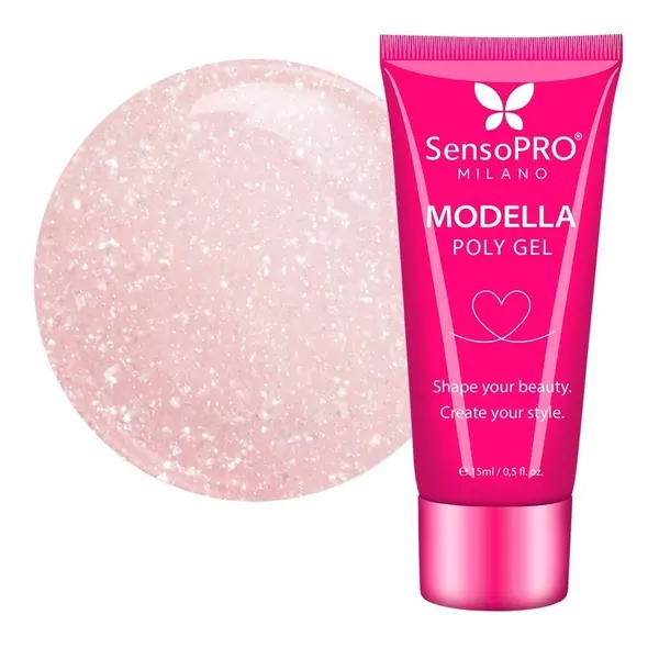Polygel MODELLA SensoPRO Milano - Rosé Gleam, 15ml
