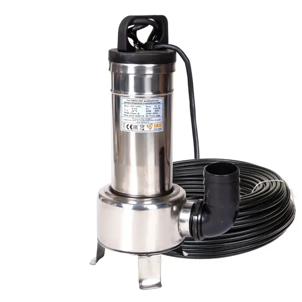 Pompa apa murdara cu tocator, Fose, Canalizare IBO SWQ 2200, 2.2 kW, 333 l/min, H Refulare 18 m, Otel Inox
