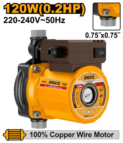 Pompa de Recirculare Apa Calda 120W cu 3 Functii INGCO SCM120