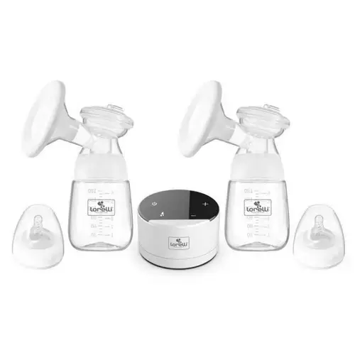 Pompa de san electrica dubla Lorelli, fara BPA, cu alimentare la priza, 180ml, Alb