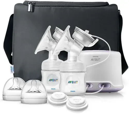 Pompa pentru san electrica dubla cu biberon pentru hranire naturala Philips Avent SCF334/02