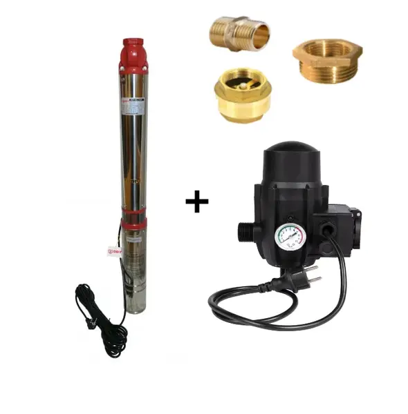 Pompa submersibila de mare adancime, DDT, 4SDM2-12, 1800 W, Inox, 12 turbine + Presostat electronic automat, DDT, LS-4 + accesorii