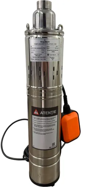 Pompa submersibila inox cu snec 1.1kW GW7183 cu plutitor, pompa apa put 1100W pentru irigatii si alimentare apa
