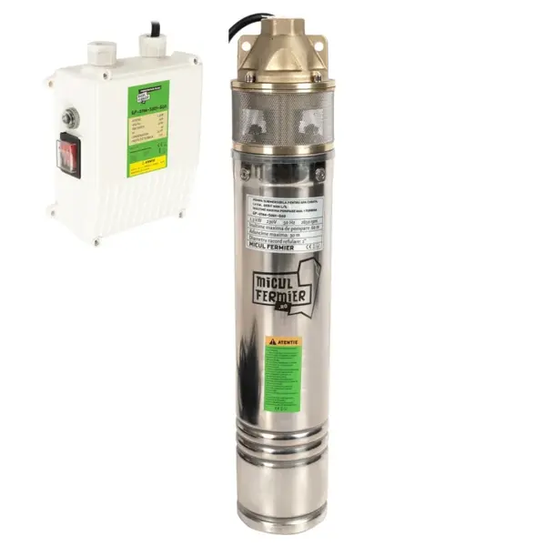 Pompa submersibila Micul Fermier, pentru apa curata, 1.3kW, debit 3000l h, inaltime maxima pompare 60m, cu o turbina