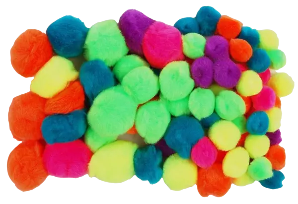 Pompoane Fandy - mix, neon, 78 buc.