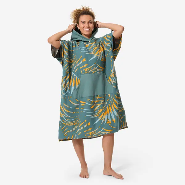 Poncho baie plajă 500 Leaf Kaki Adulți peste 150 cm