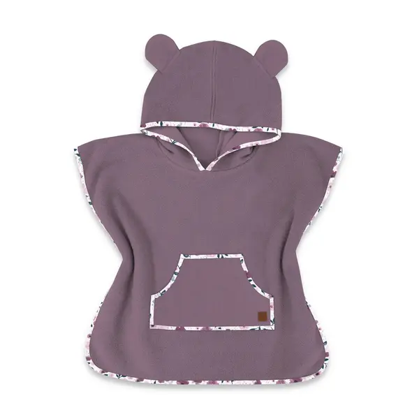 Poncho baie, Qmini, Cu gluga, buzunar si urechi, Materiale certificate Oeko Tex Standard 100, 4 - 7 ani, Heather