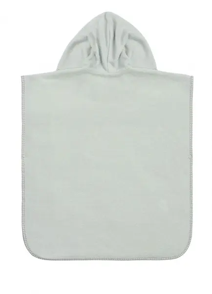 Poncho de baie pentru copii Sensillo Grey cu gluga si urechiuse decorative,material bumbac, inchidere cu capse,dimensiune 55x60 cm