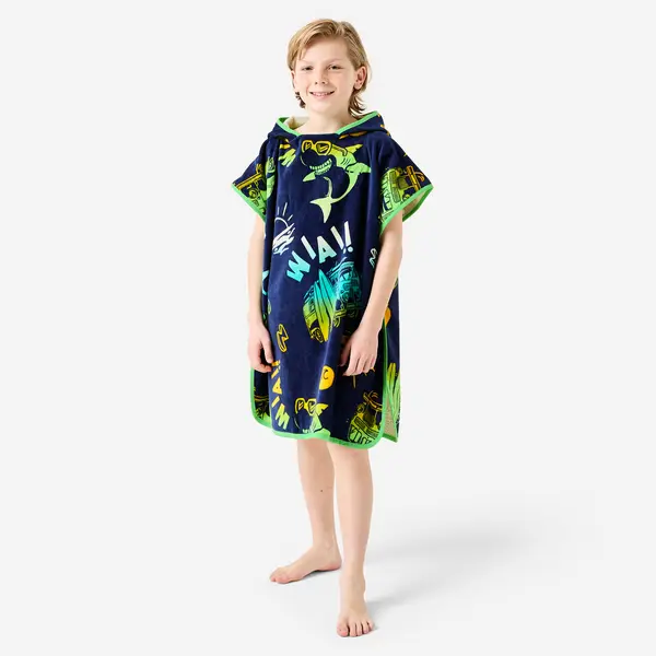 Poncho de baie surf 500 Valnlife Albastru Copii 110-135 cm