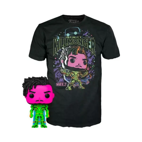 Pop! Marvel What If...? Infinity Killmonger Blacklight & T Shirt Xl