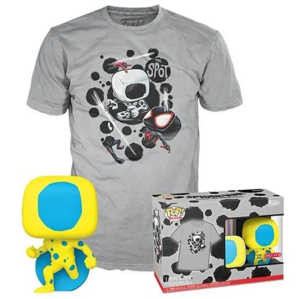 Pop! Spider Man Across The Spider Verse The Spot Blacklight Glows In The Dark And T Shirt Xl