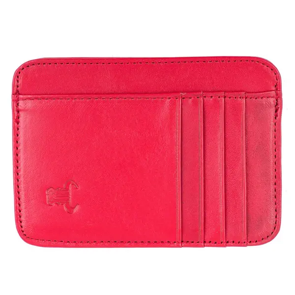 Port-card barbati din piele naturala rosu Open Wallet