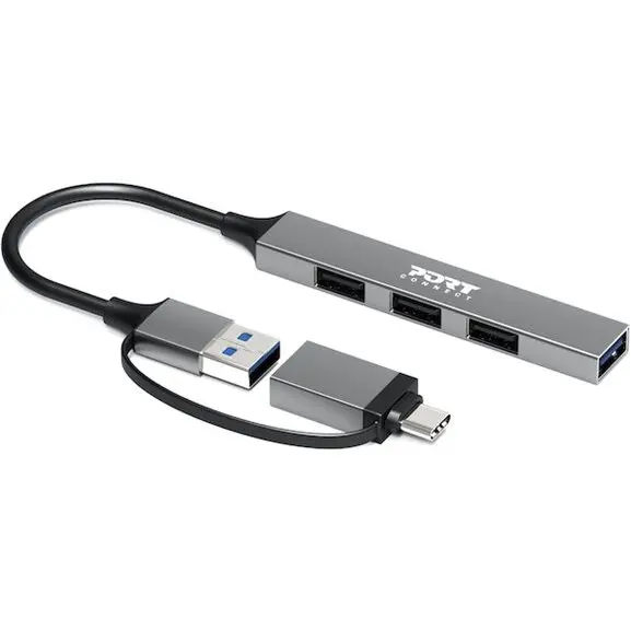 PORT CONNECT Hub USB PORT CONNECT Hub USB 4 Ports Slim Combo, USB 3.0, USB 2.0, Aluminiu