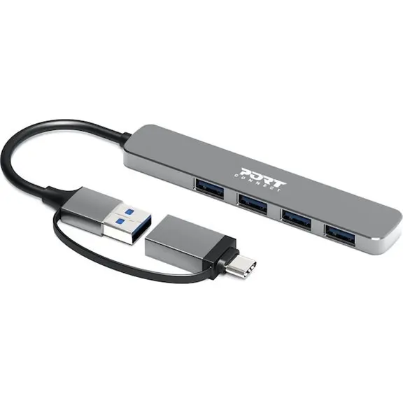 PORT CONNECT PORT CONNECT Hub USB 4 Ports 3.0 Slim Combo for BtoC