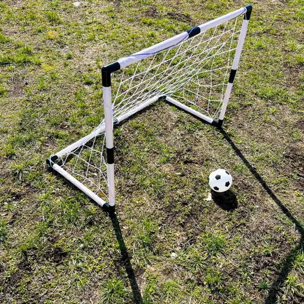 Porti de fotbal 2in1 pentru copii, cu mingi si pompa inclusa, design compact, montare intuitiva, dimensiune 95 x 48 x 70 cm