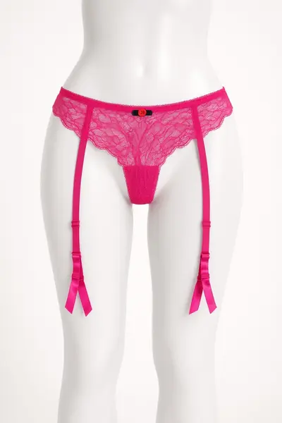 Portjartier cu chilot tanga, bright pink