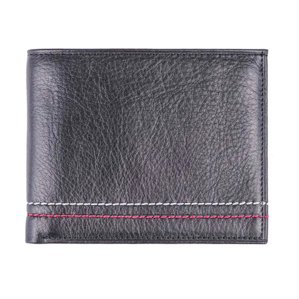 Portofel barbati din piele naturala negru Double Line Wallet