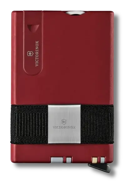 Portofel de carduri inteligent Victorinox Smart Card Wallet, 11 utilitati, Cardprotector, Moneyband, Lama, Foarfece, Pila, Surubelnita, Penseta, Pix presurizat (Rosu)