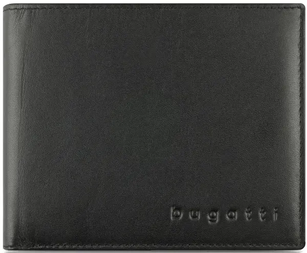 Portofel din piele pentru bărbați Bugatti Super Slim - Cu clips, negru