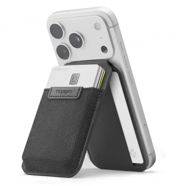 Portofel MagSafe, Spigen, Slim Fold Tripod S314-4, Negru AFA11591