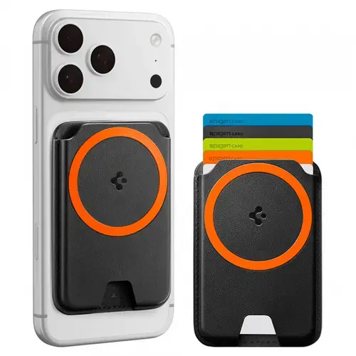 Portofel MagSafe, Spigen, Valentinus MagFit+, Negru
