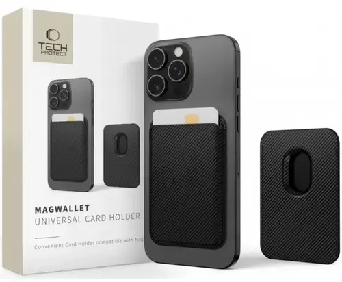Portofel MagSafe, Tech-Protect, Magwallet Carbon (Negru)