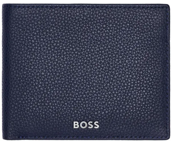 Portofel pentru bărbați Hugo Boss Classic Grained - Cu suport pentru monede, albastru închis