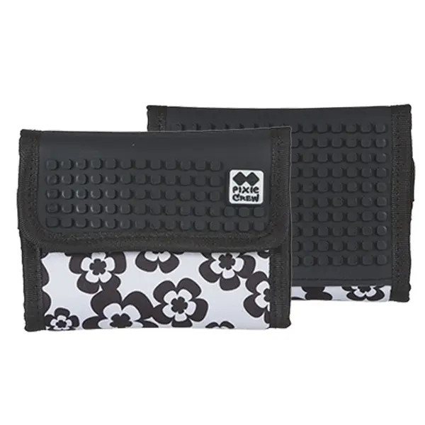 Portofel -Pixie Negru si Alb cu Flori | Pixie Crew