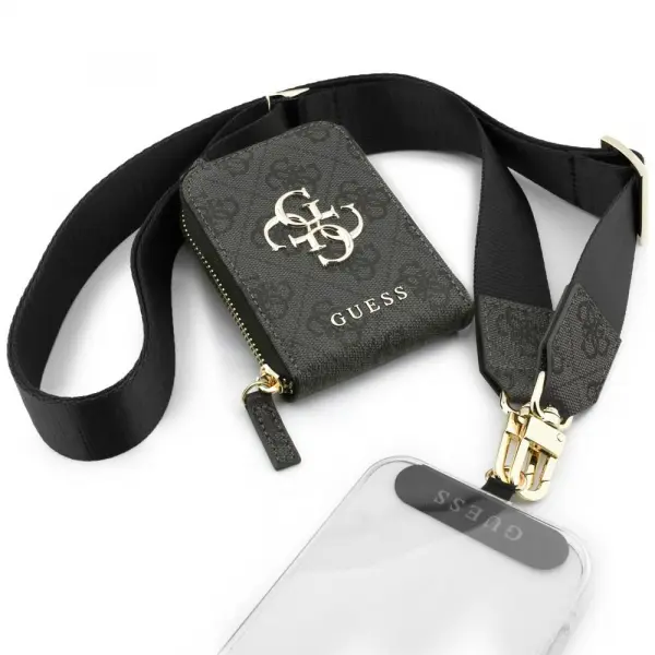 Portofel si Snur Telefon Guess 4G Metal Logo, Negru