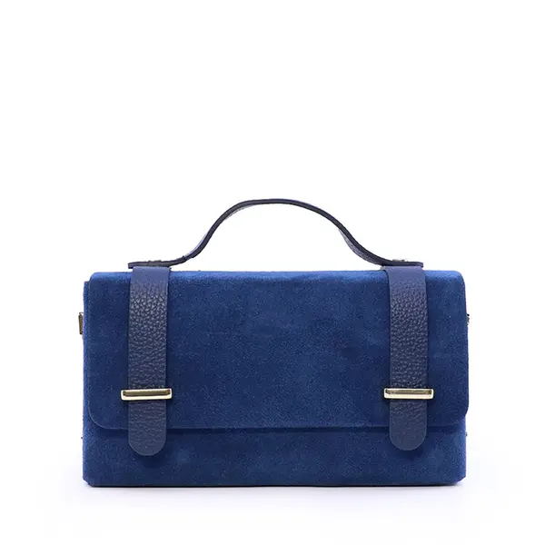 Poșetă mini crossbody femei Luca di Gioia bleumarin din piele întoarsă 144posp3644vbl