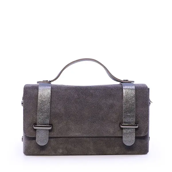 Poșetă mini crossbody femei Luca di Gioia gri din piele întoarsă 144posp3644vgr