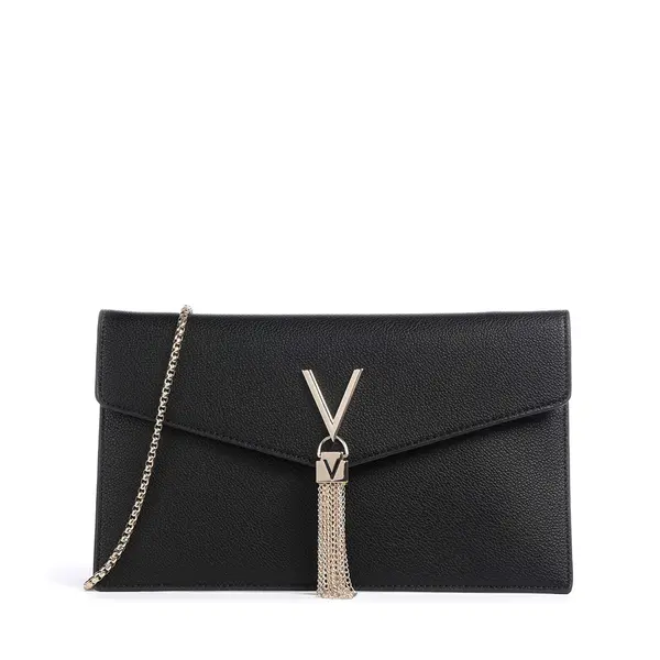 Poșetă plic femei Valentino Luxe negru cu logo frontal 1951PLSVBS9XJ17N