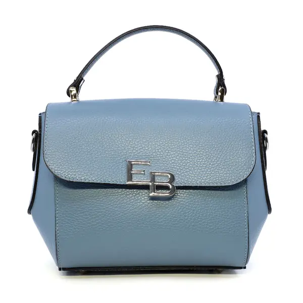 Poșetă satchel femei Enzo Bertini albastră din piele naturală cu logo 154POSP3371AZ