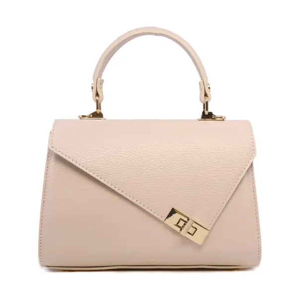 Poșetă satchel femei Enzo Bertini bej din piele naturală 154POSP3522BE
