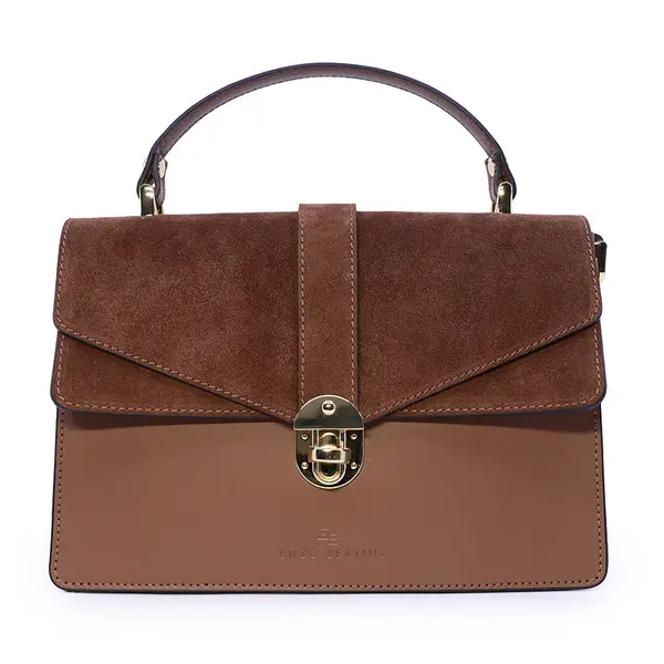Poșetă satchel femei Enzo Bertini maro din piele 154POSP3701VM