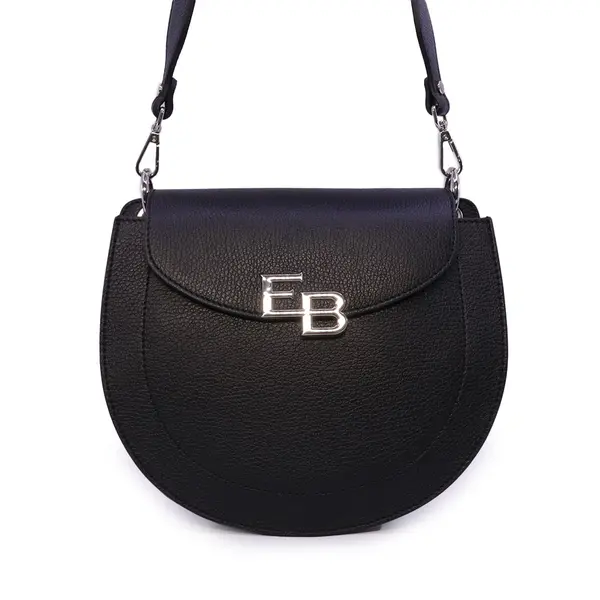 Poșetă satchel femei Enzo Bertini neagră cu logo 154POSP3352N