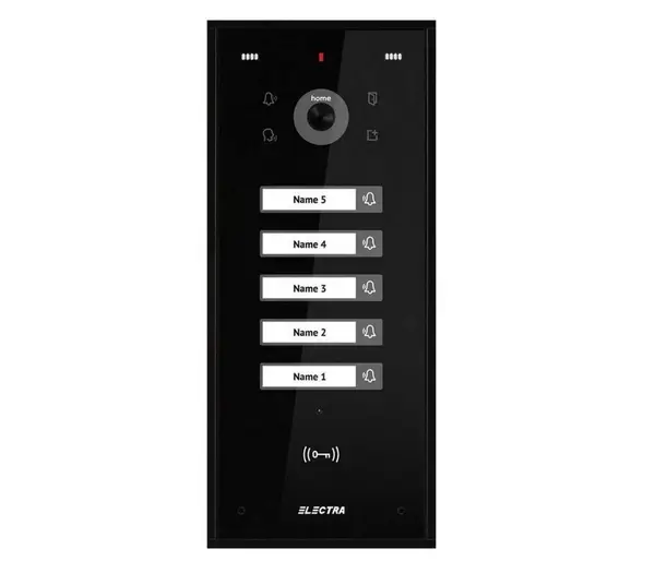 Post de exterior videointerfon, 5 familii, montaj aparent, 4 fire, cititor RFID, culoare neagra, Electra VPH.05S03.ELBTL