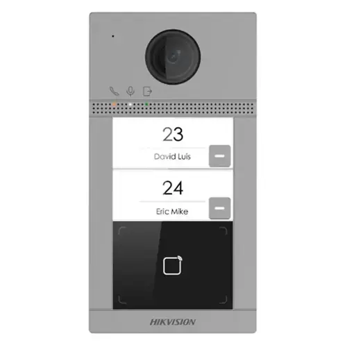 Post de exterior videointerfon IP Hikvision DS-KV8213-WME1(C); WIFI; 2 x buton de apelare(Support web configuration); camera video 2MP True WDR unghivizualizare: Horizontal: 124° Vertical: 75°, vizualizare pe timp de noapte IR maxim 3 metri